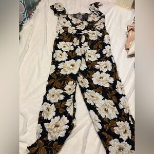 Old Navy Floral Print Jumpsuit - Black and Brown